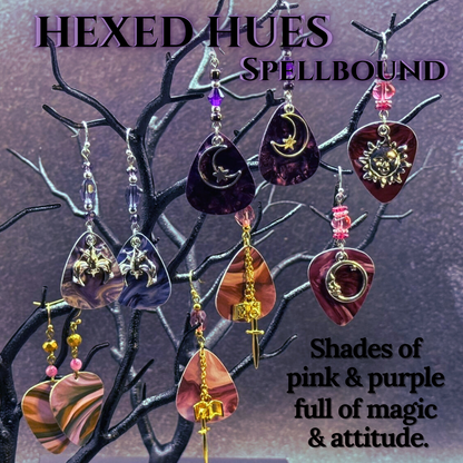 Guitar Pick Earrings in Hexed Hues (Pinks + Purples)
