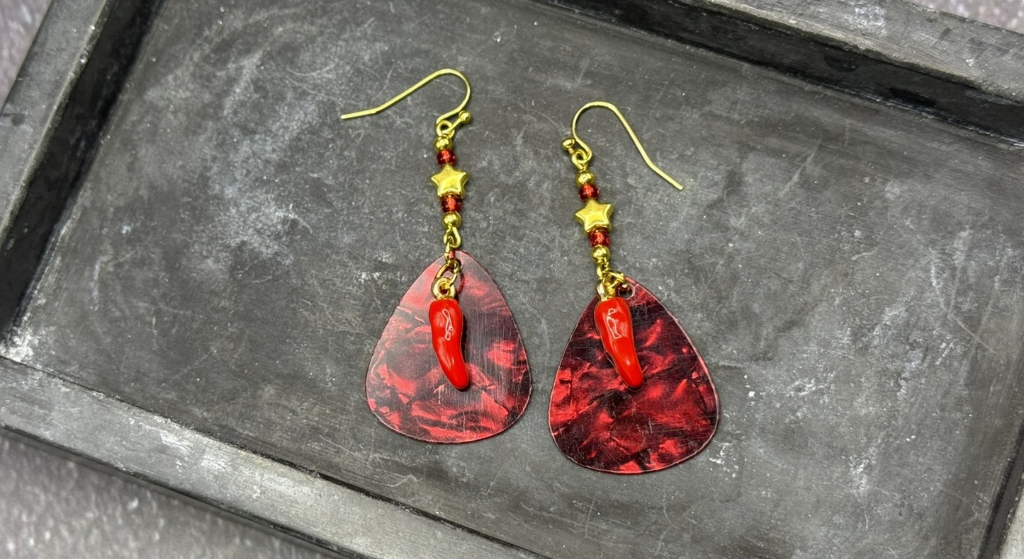 Guitar Pick Earrings in Firestorm (Warm Spectrum)
