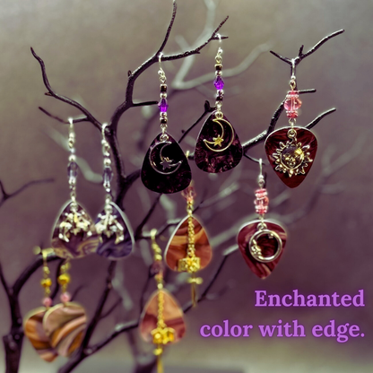Guitar Pick Earrings in Hexed Hues (Pinks + Purples)