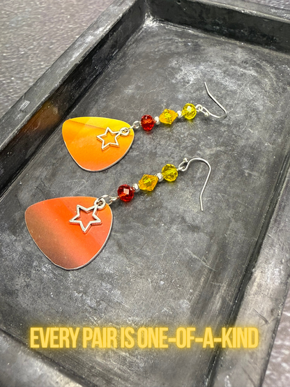 Guitar Pick Earrings in Firestorm (Warm Spectrum)