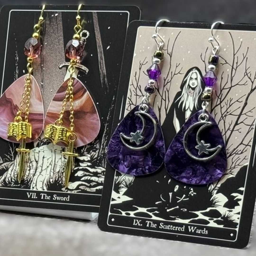 Guitar Pick Earrings in Hexed Hues (Pinks + Purples)