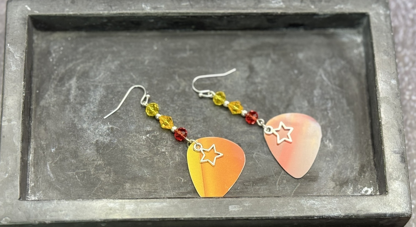 Guitar Pick Earrings in Firestorm (Warm Spectrum)