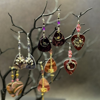 Guitar Pick Earrings in Hexed Hues (Pinks + Purples)
