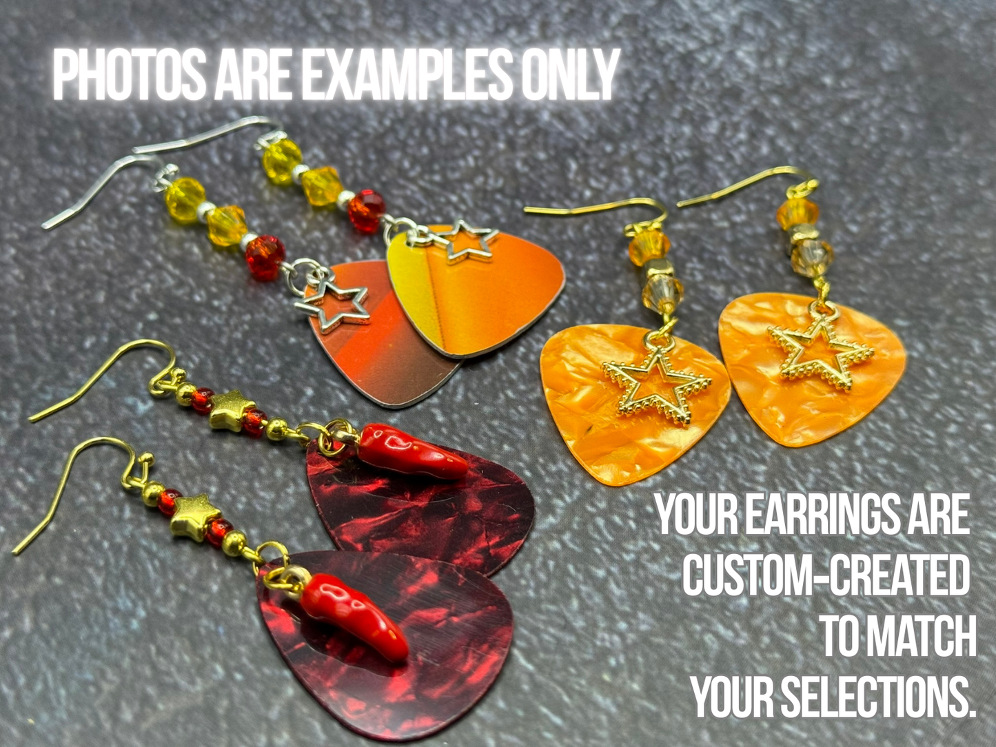 Guitar Pick Earrings in Firestorm (Warm Spectrum)