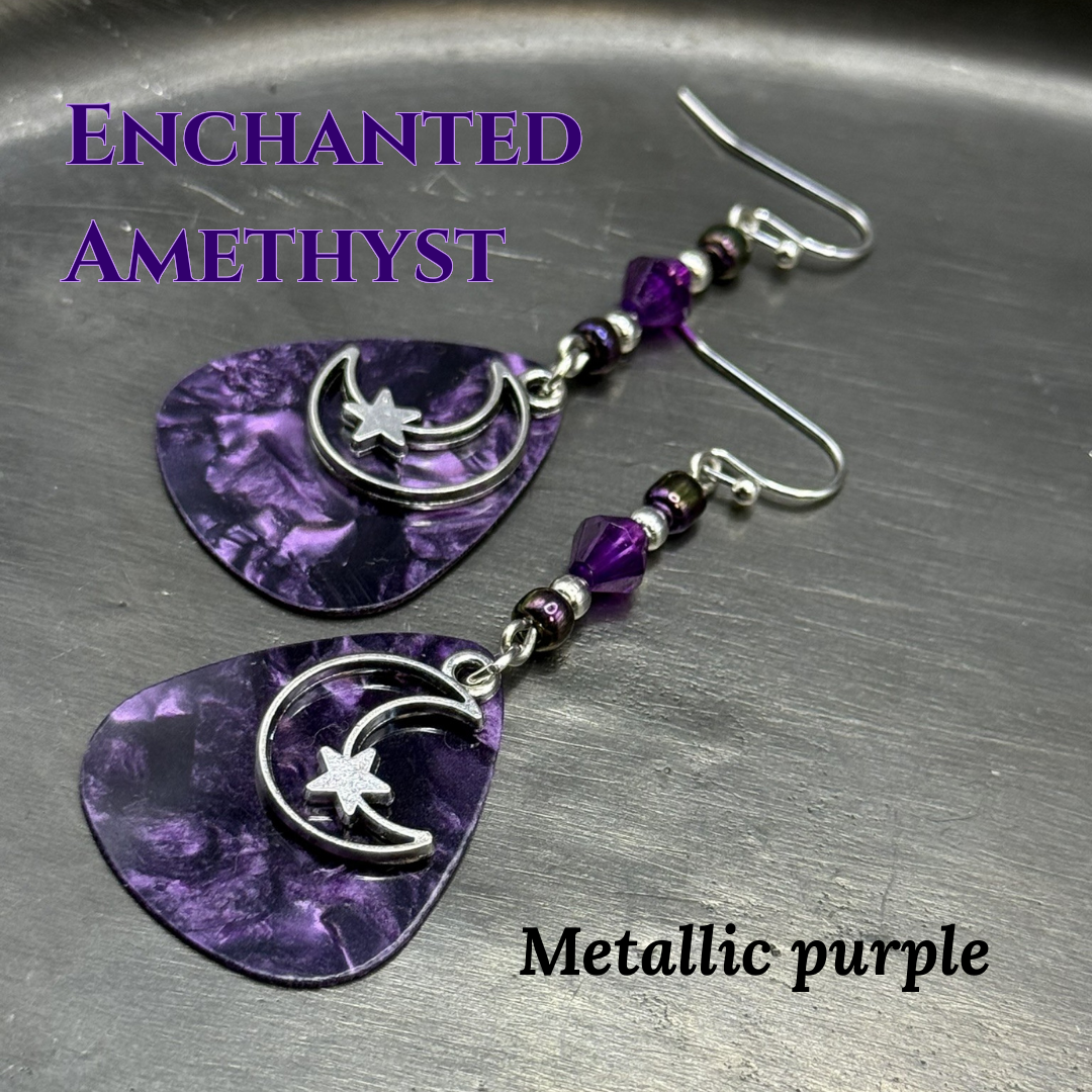 Guitar Pick Earrings in Hexed Hues (Pinks + Purples)