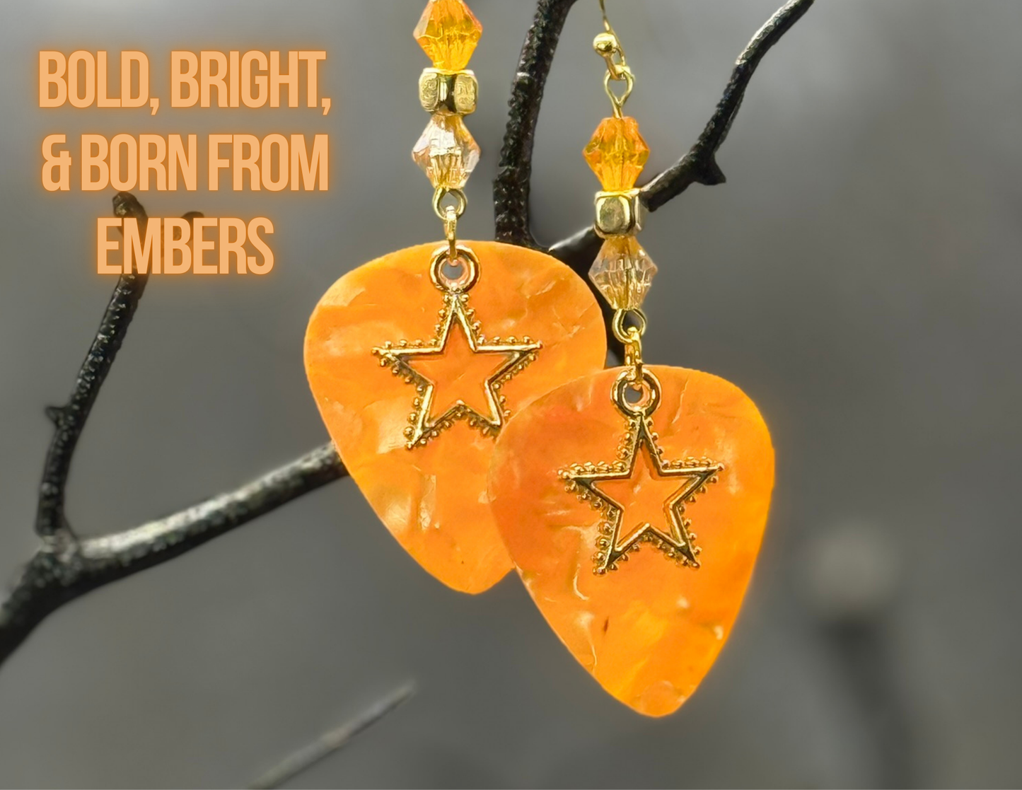 Guitar Pick Earrings in Firestorm (Warm Spectrum)