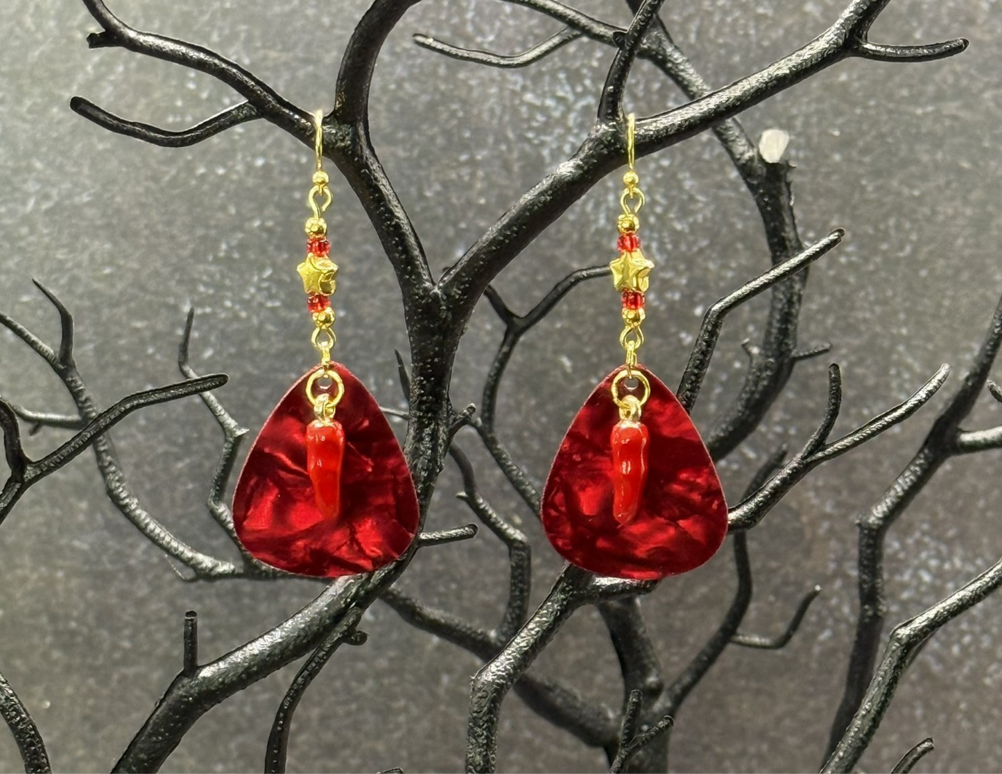 Guitar Pick Earrings in Firestorm (Warm Spectrum)