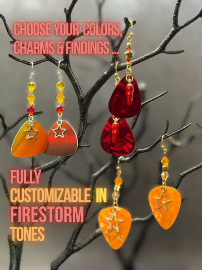 Guitar Pick Earrings in Firestorm (Warm Spectrum)