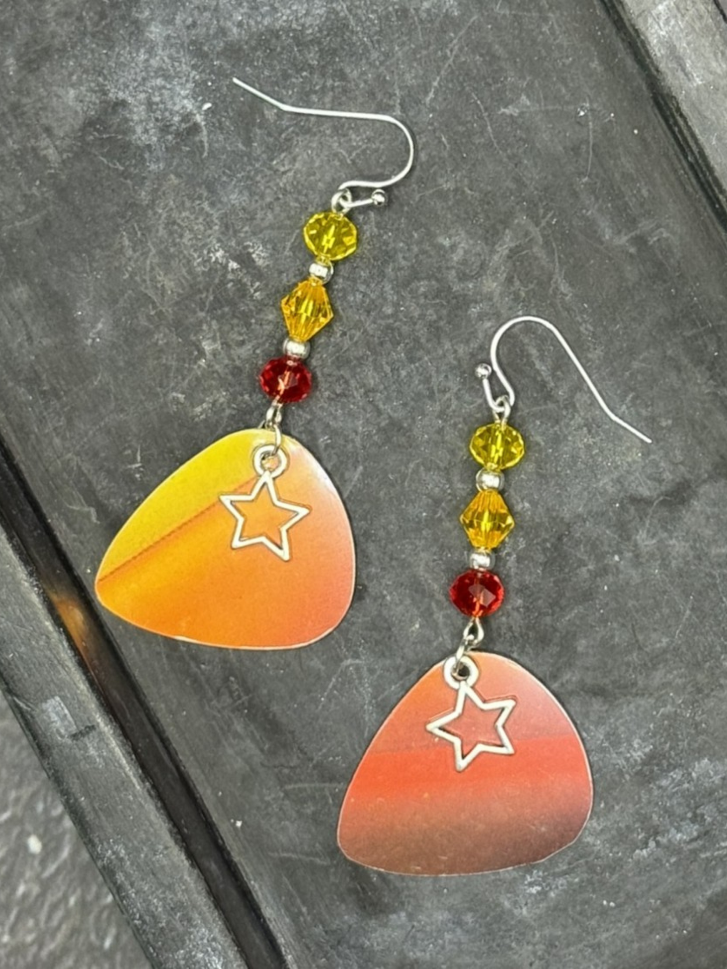 Guitar Pick Earrings in Firestorm (Warm Spectrum)