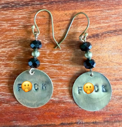 Stamped Statement Earrings (expletives)