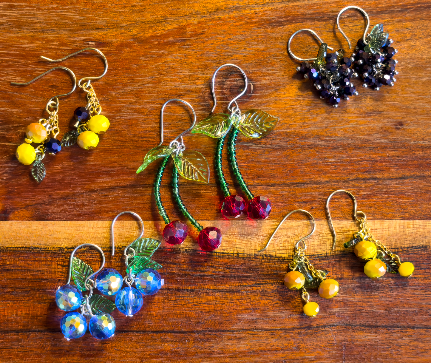 Fruit Basket Beaded Dangle Earrings