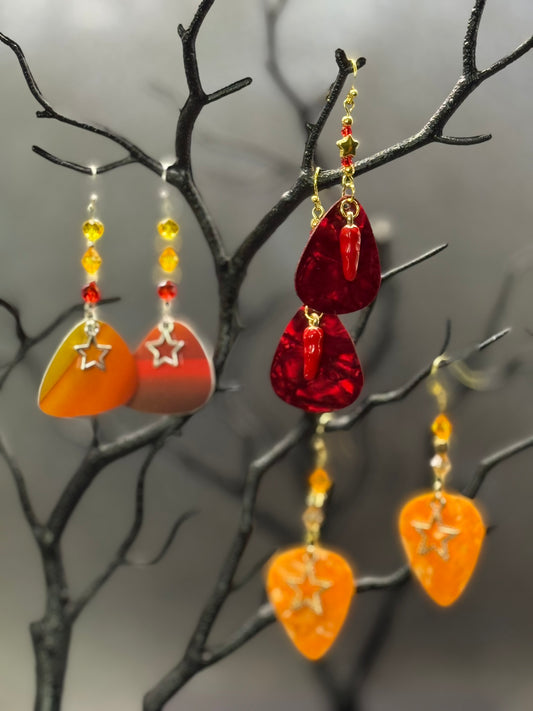 Guitar Pick Earrings in Firestorm (Warm Spectrum)