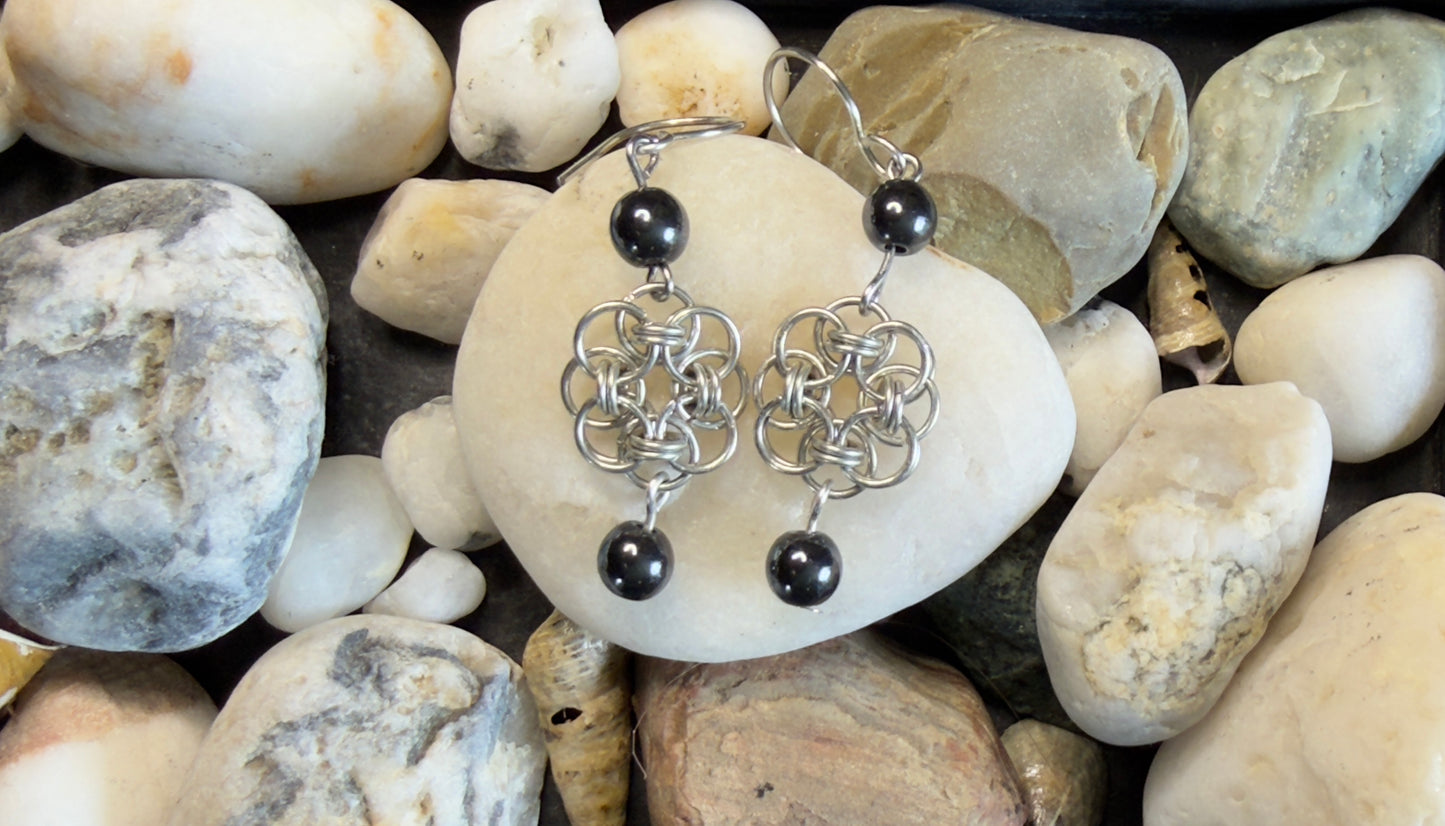 Entwined Rose Chainmail Earring Collection - Floral and Drop Designs