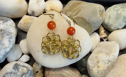 Entwined Rose Chainmail Earring Collection - Floral and Drop Designs