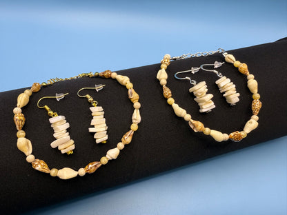 Natural Seashell Bracelet & Earrings Set