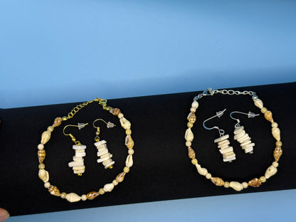 Natural Seashell Bracelet & Earrings Set