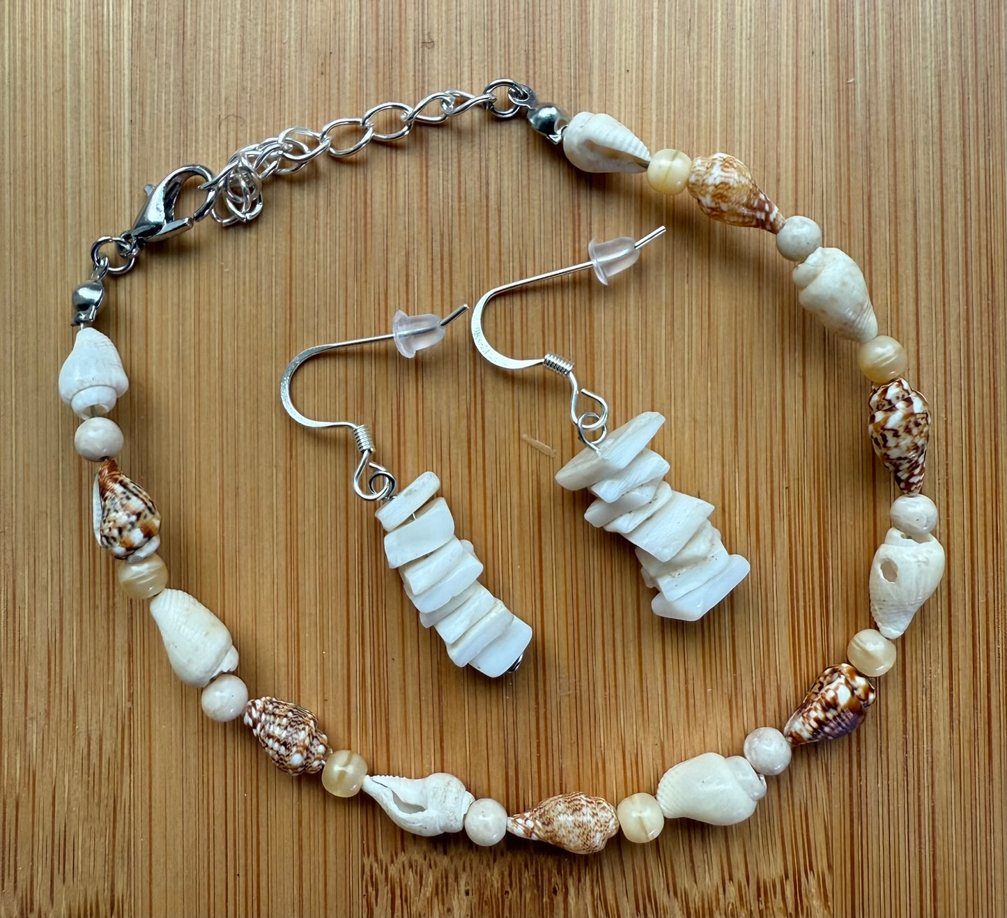Natural Seashell Bracelet & Earrings Set