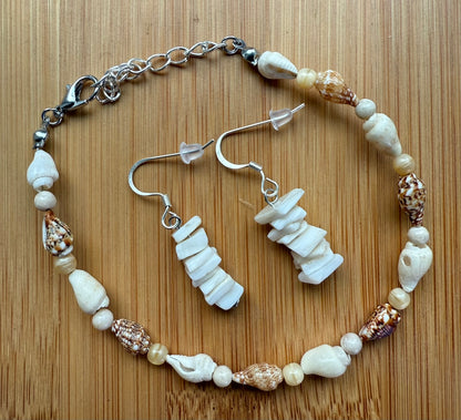 Natural Seashell Bracelet & Earrings Set