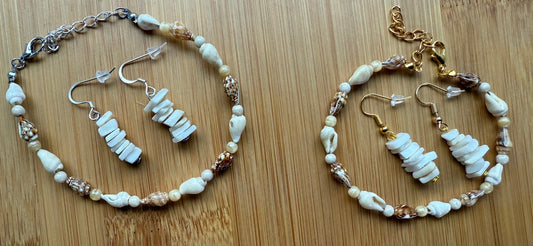 Natural Seashell Bracelet & Earrings Set