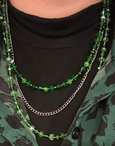 Emerald City 3-Strand Layered Necklace & Earring Set