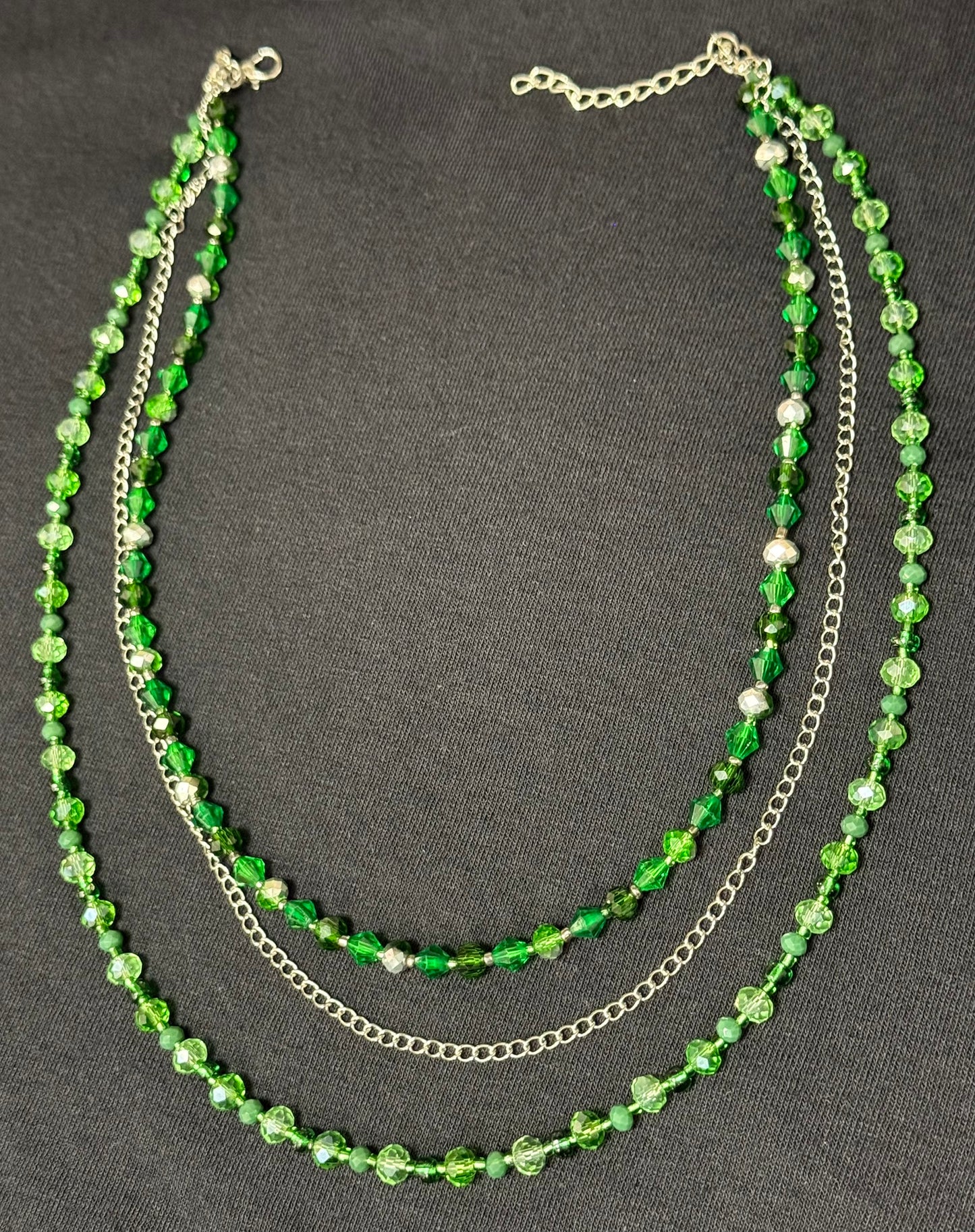Emerald City 3-Strand Layered Necklace & Earring Set