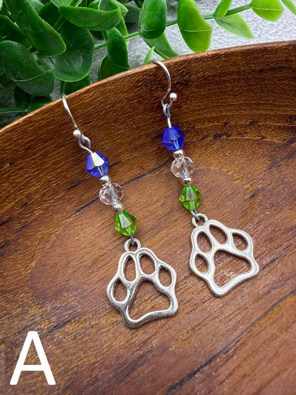 Paw Print Charm Earrings with PNW Colors