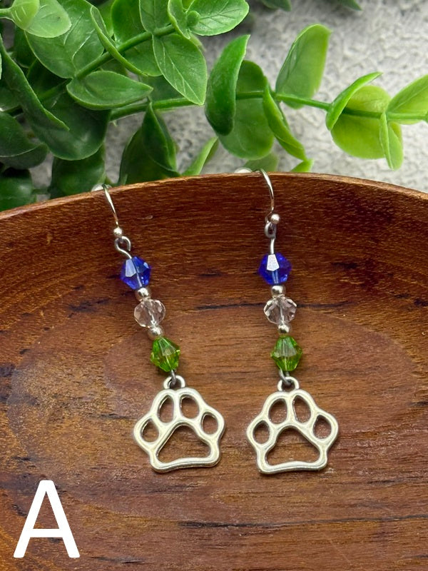 Paw Print Charm Earrings with PNW Colors