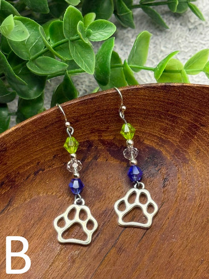 Paw Print Charm Earrings with PNW Colors