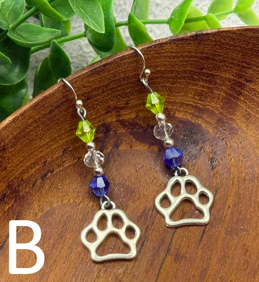 Paw Print Charm Earrings with PNW & Pride Flag Colors