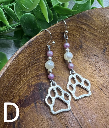 Paw Print Charm Earrings | Purple + Gold or Silver