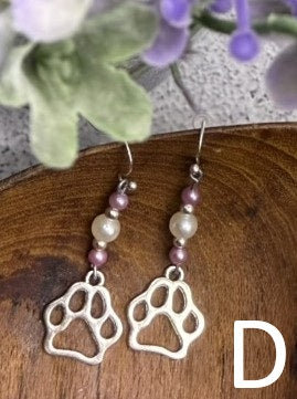 Paw Print Charm Earrings | Purple + Gold or Silver