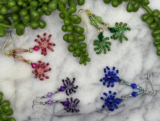Spider Seed Bead Earrings in Variety of Colors