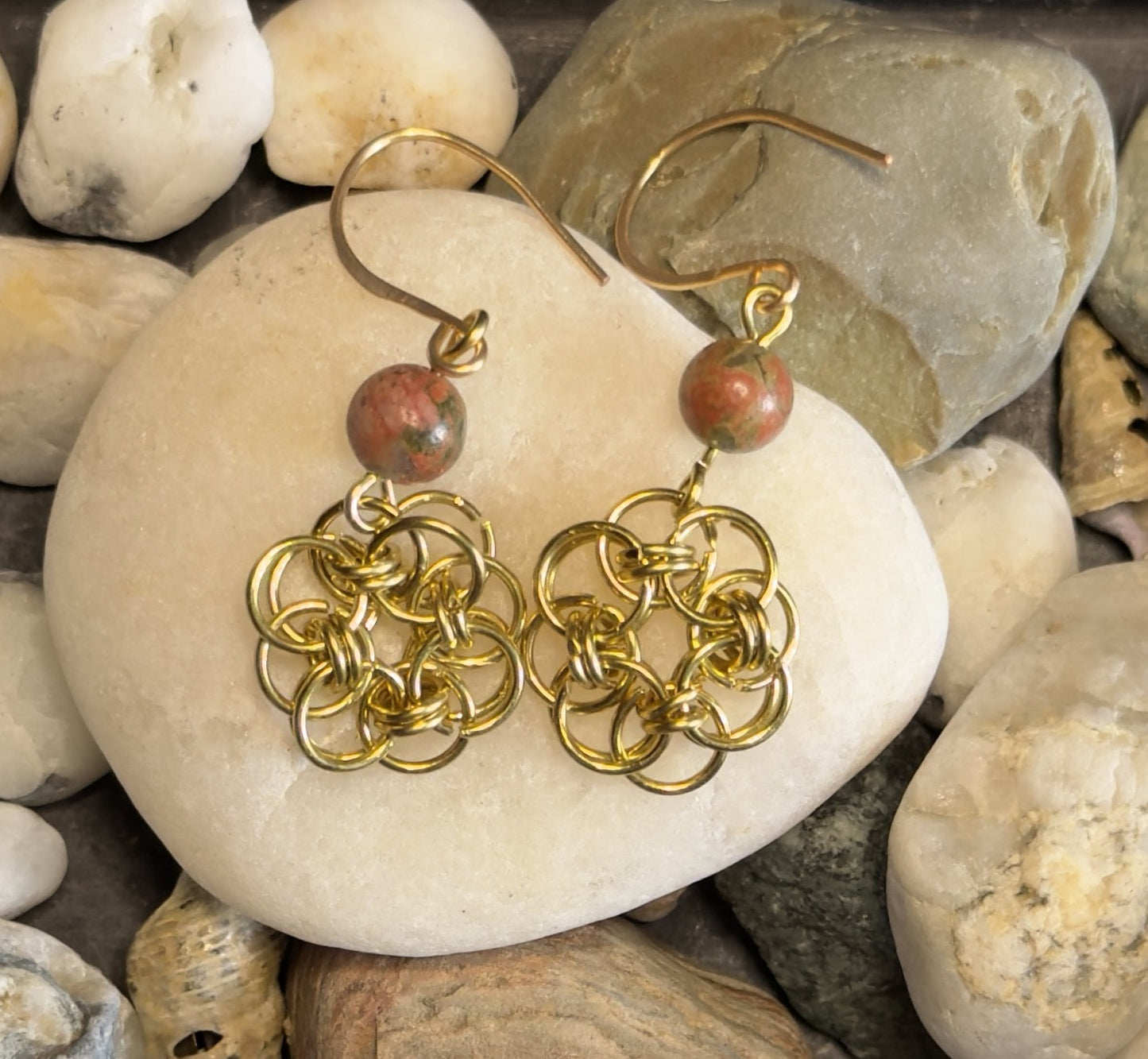 Entwined Rose Chainmail Earring Collection - Floral and Drop Designs