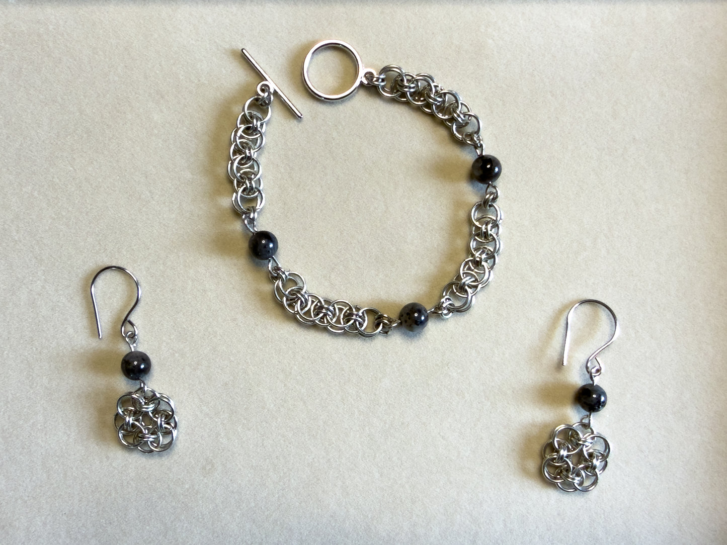 Entwined Rose Chainmail Bracelet & Earring Sets