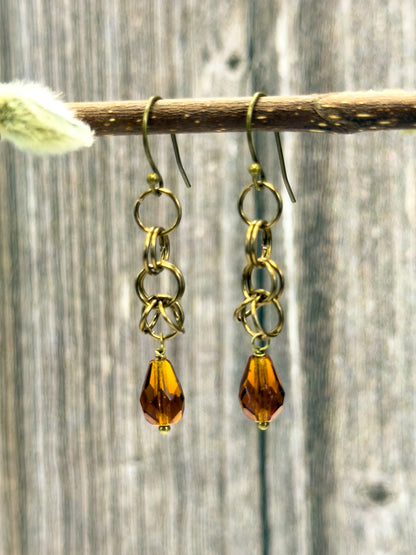 Entwined Rose Chainmail Earring Collection - Floral and Drop Designs