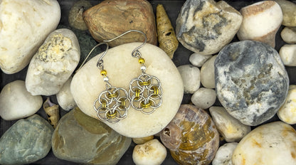 Entwined Rose Chainmail Earring Collection - Floral and Drop Designs