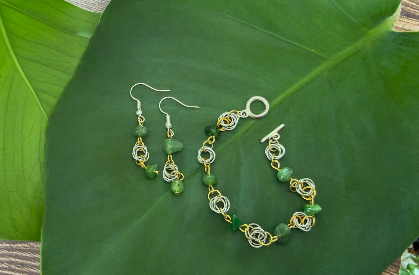 Entwined Rose Chainmail Bracelet & Earring Sets