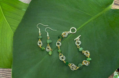 Entwined Rose Chainmail Bracelet & Earring Sets