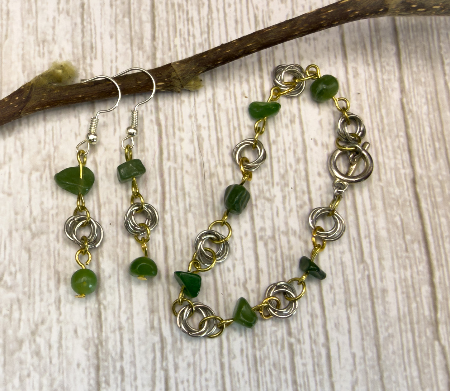 Entwined Rose Chainmail Bracelet & Earring Sets