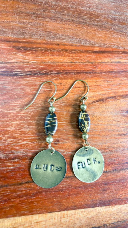 Stamped Statement Earrings (expletives)