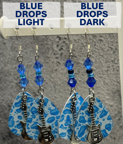 Rock n' Roll Guitar Pick Beaded Earrings