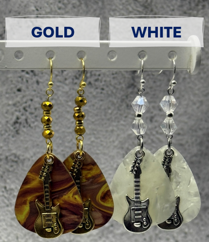 Rock n' Roll Guitar Pick Beaded Earrings